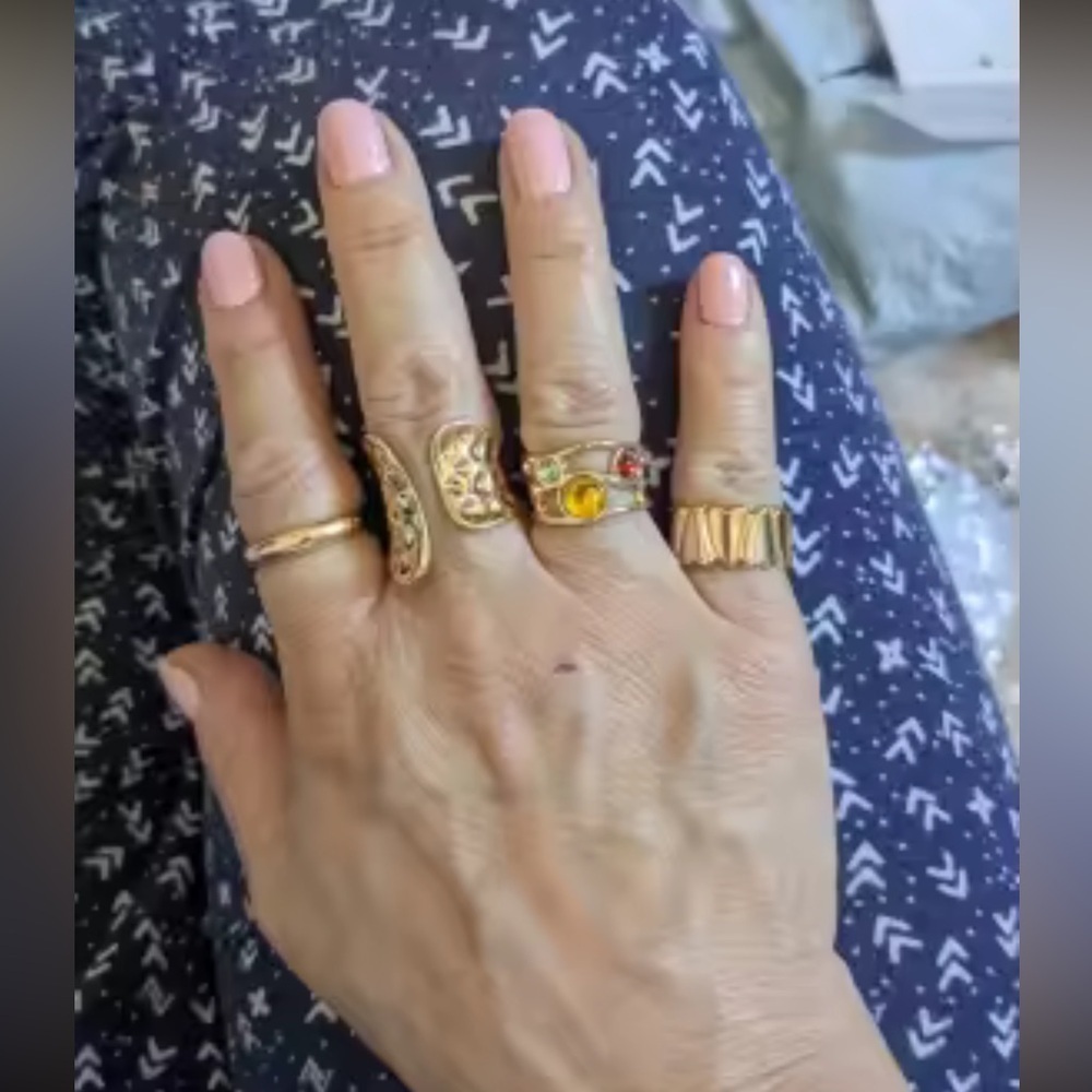 Golden Goddess Boho Luxe Gold 6 Piece Ring Set - Picture 10 of 14